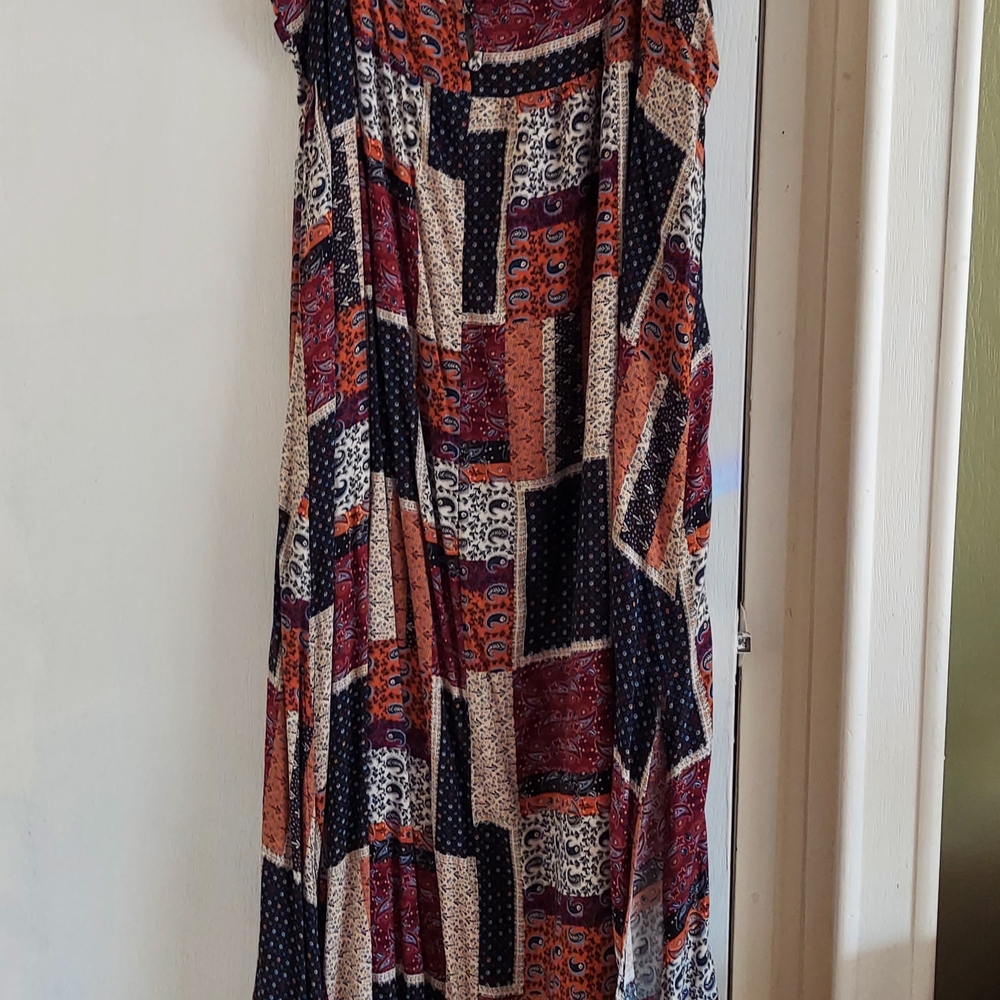 NATURAL LIFE Patchwork Maxi Dress - Red, Blue, Cream